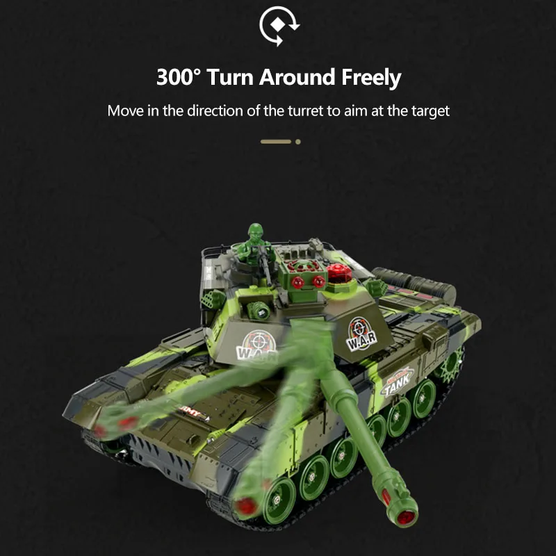Радиоуправляемый боевой танк большого размера Вращающаяся башня с подъемным