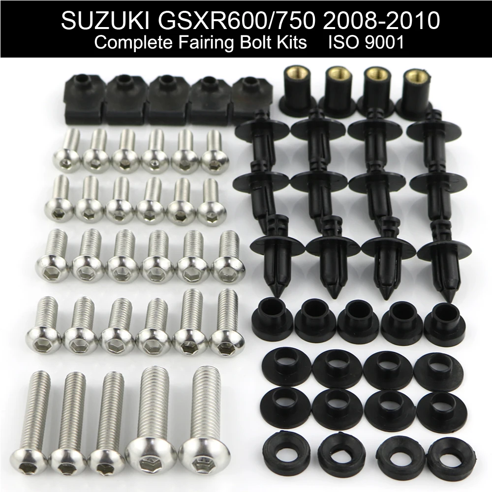 Подходит для Suzuki GSXR600 GSXR750 GSX R 750 2008 2009 2010 полный обтекатель комплект болт винтовые