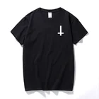 Мужская хлопковая футболка, смешная футболка с перевернутым крестом, с коротким рукавом, для поклонения сатане, 2021