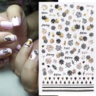 3D наклейка для ногтей с изображением черных и золотых листьев, 1 шт.