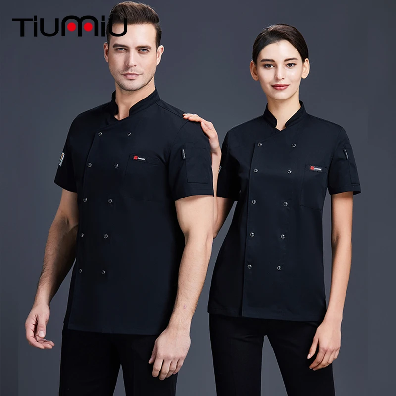 

Chef Jackets Short Sleeve Cook Clothing Kitchen Restaurant Hairdressers Salon Barbecue Bakery Waiter Uniform Unisex Work Shirt