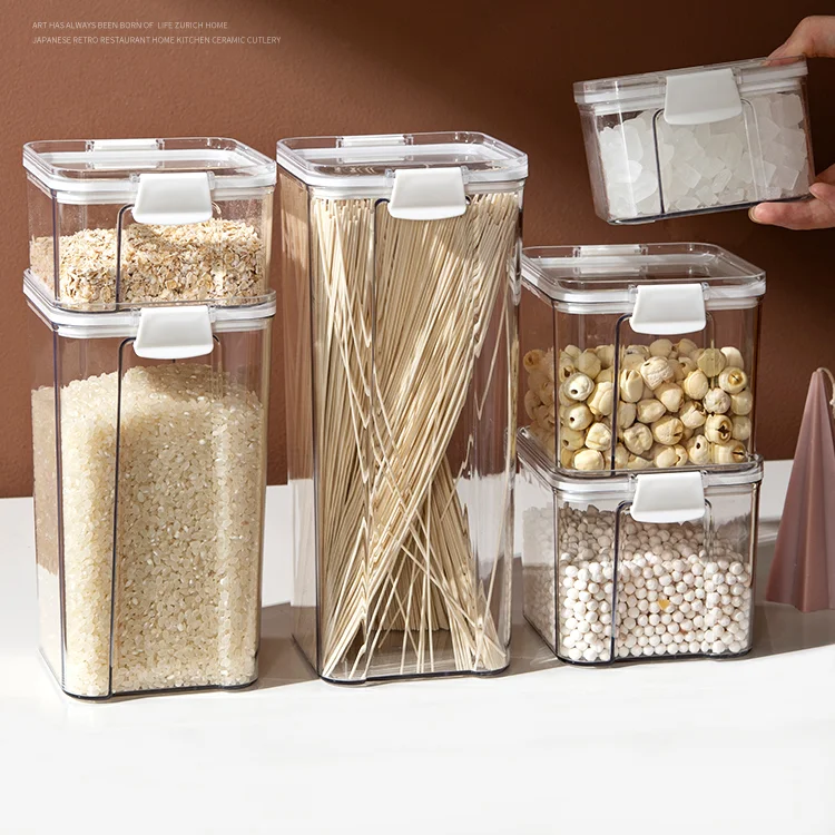 

Прозрачные банки для хранения закусок, диспенсер для хлопьев, пластиковые контейнеры, банки для хранения, экологически чистые банки, товары...