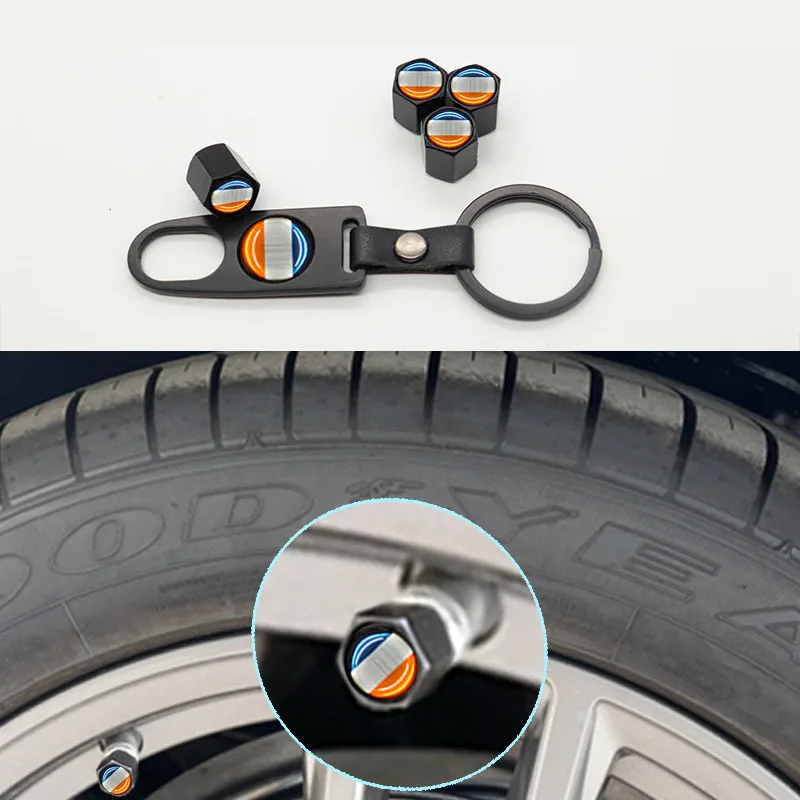 

3D metal car styling wheel tire valve cover distribution small wrench can also be used as a key ring suitable for Dutch flag- lo