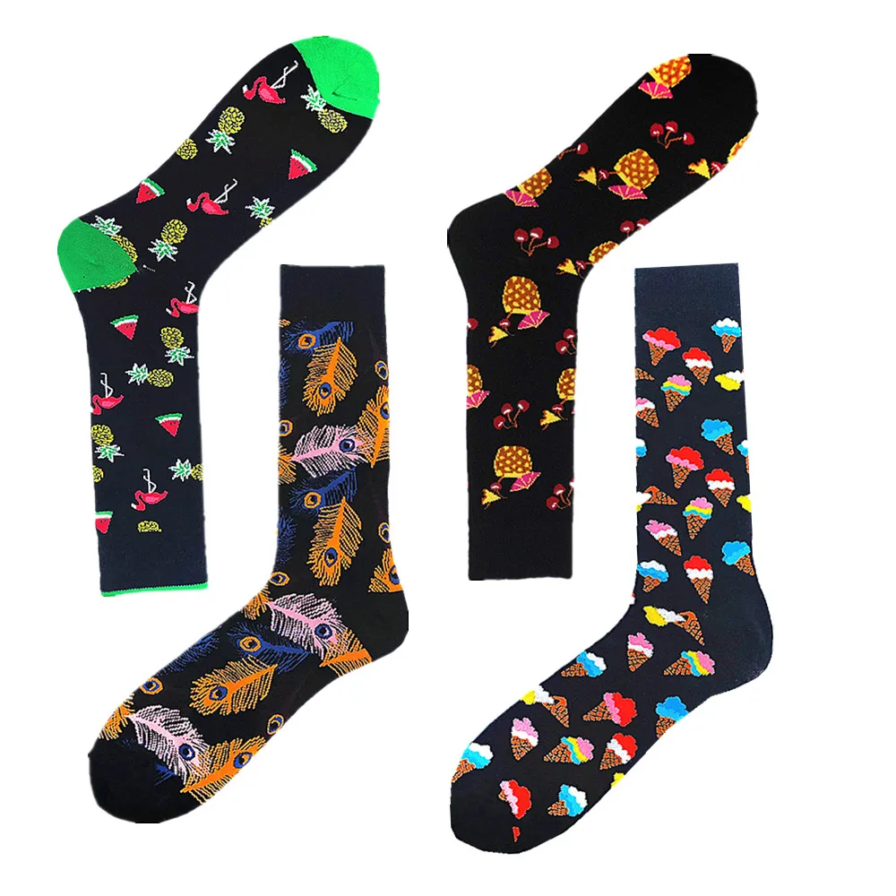 Пара хлопковых носков для весны осени и зимы мороженое ананас авокадо перья