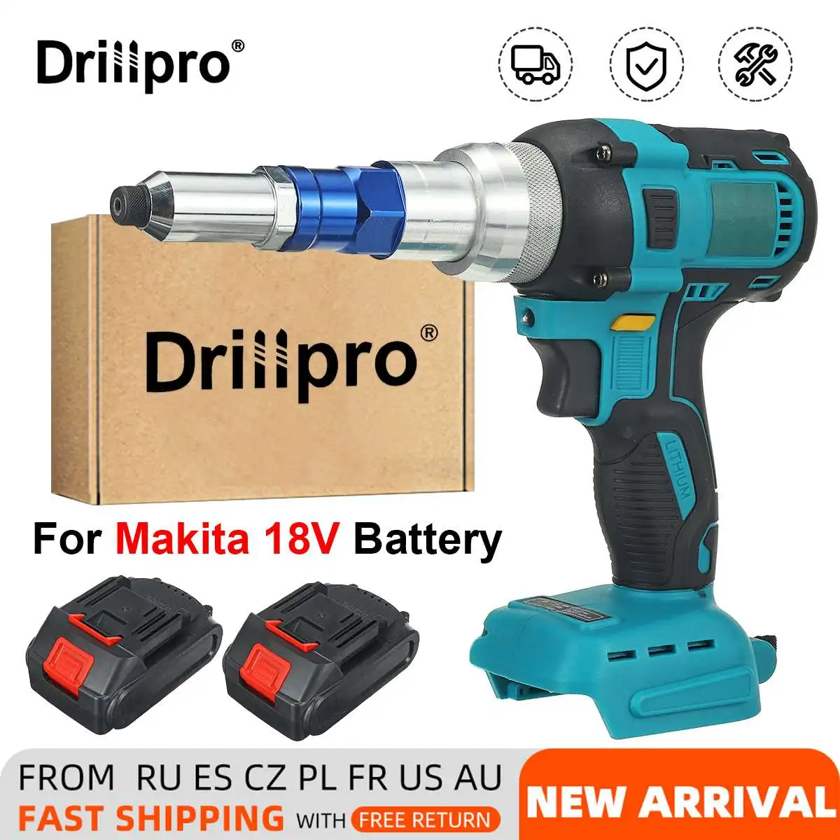 

Пистолет клепальный аккумуляторный, 10000N, 18 в