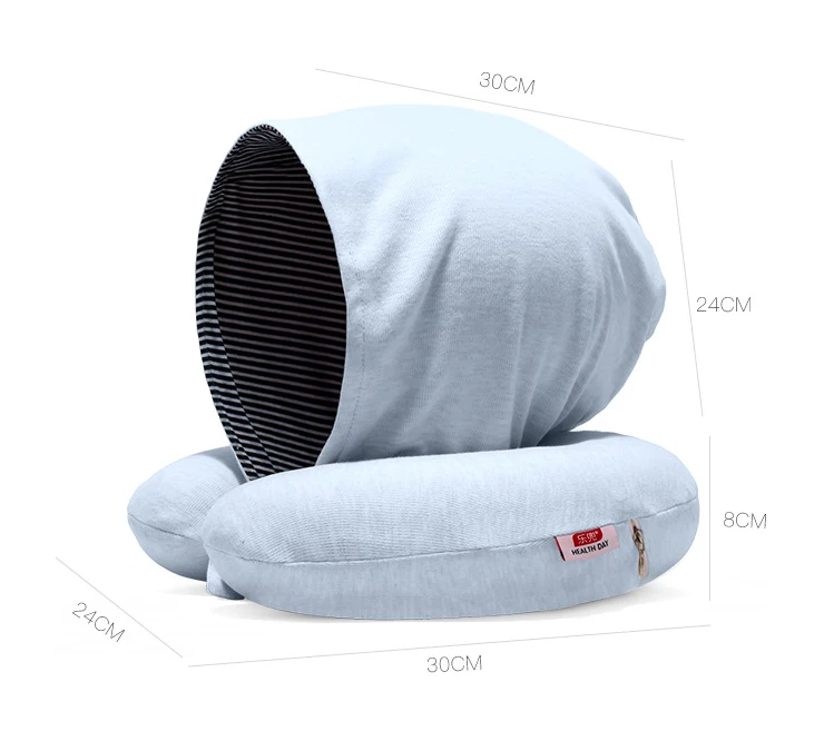 Подушка для шеи с капюшоном хлопковая дорожная эргономичная эффектом памяти