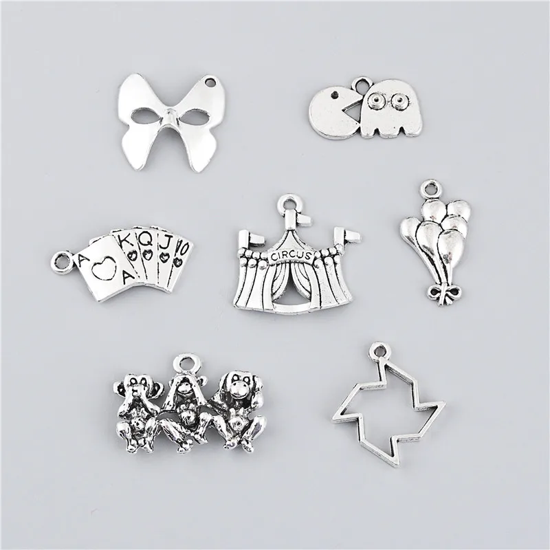 7 шт микс шармы Цирк обезьяна серебряный цвет кулон для женщин браслет