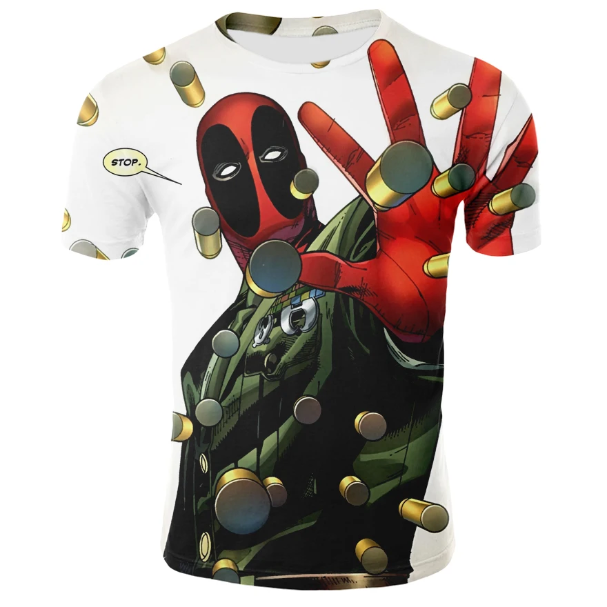 3d печать фильма Дэдпул Рубашки больших Размеры Веселая футболка Дети Открытая