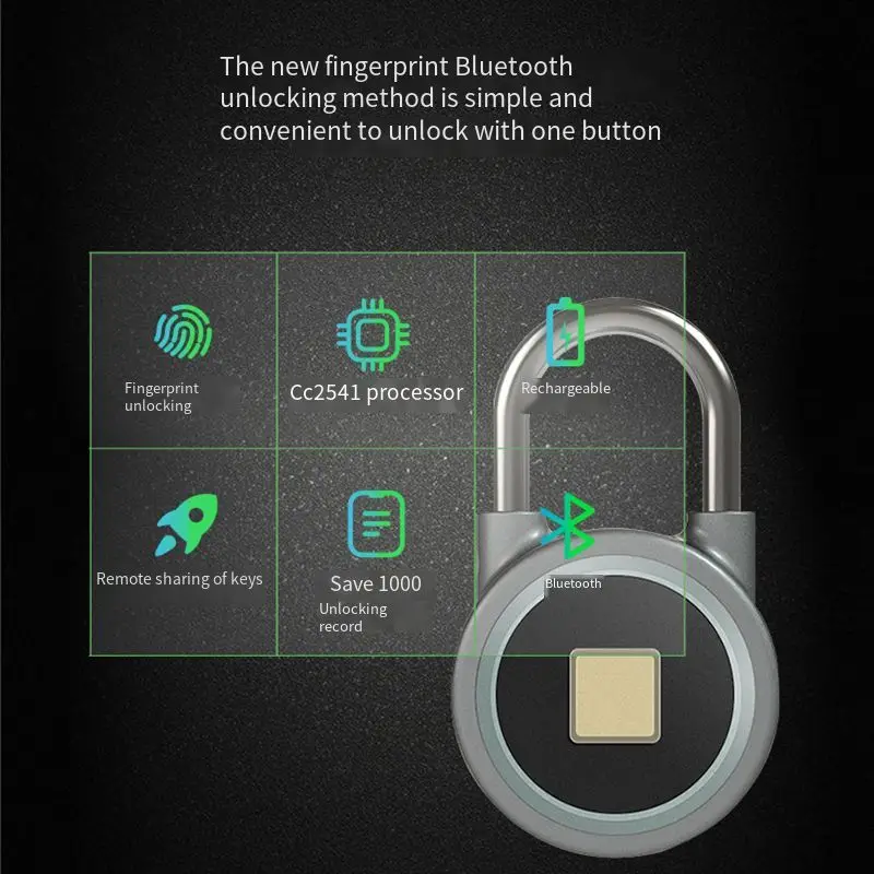 

Mini BT Smart Keyless Fingerprint Lock Waterproof APP / Fingerprint Unlock Anti-Theft Security Padlock Door Luggage Case Lock
