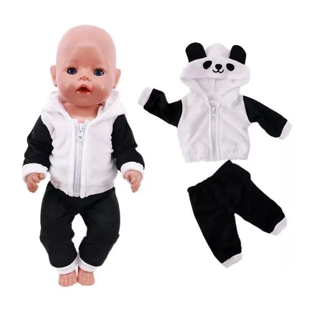 

2020 New Baby New Born Fit 18 inch 43cm Doll Clothes Accessories Panda One-piece Suit For Baby Birthday Gift