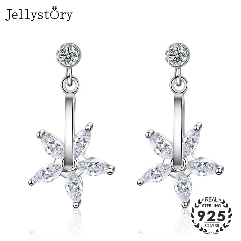 Модные серебряные серьги Jellystory 925 с пятью лепестками в форме цветка
