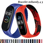 Браслет для Mi band 5, нейлоновый плетеный браслет соло, для xiaomi Mi band 4 3 6