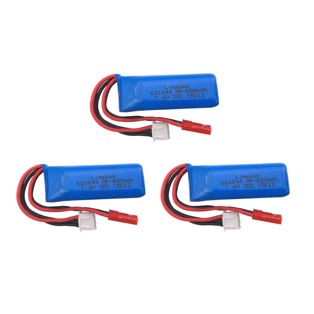 7,4 V 600 мА/ч, 20C Lipo Батарея для WLtoys K969 K979 K989 K999 P929 P939 RC автомобиль Запчасти 2s 7,4 v Батарея 5 шт./лот - Цвет: 3pcs