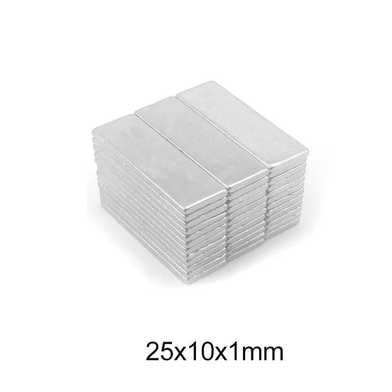 

Поисковый квадратный магнит, 25x10x1 мм, 10 ~ 250 шт., 25 мм * 10 мм, небольшой блок, мощные магниты, 25x10x1 мм, сильный неодимовый магнит, 25*10*1