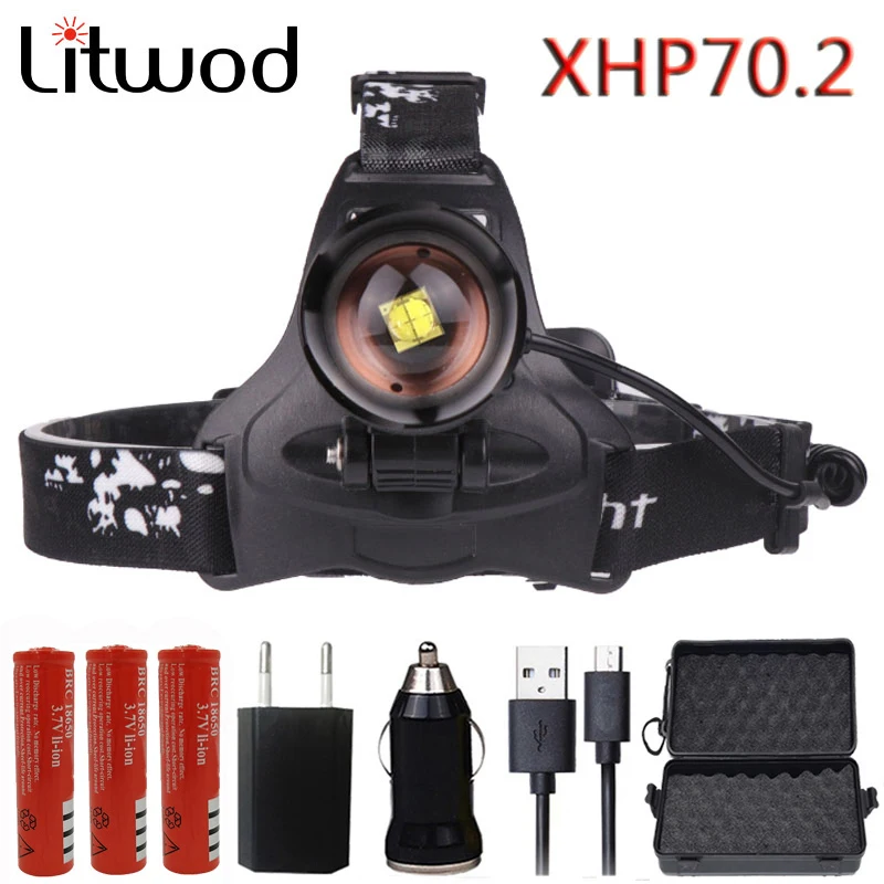 Litwod Z202608 32 Вт CREE XHP70.2 Головной фонарь 3200 лм Мощный светодиодный налобный зум
