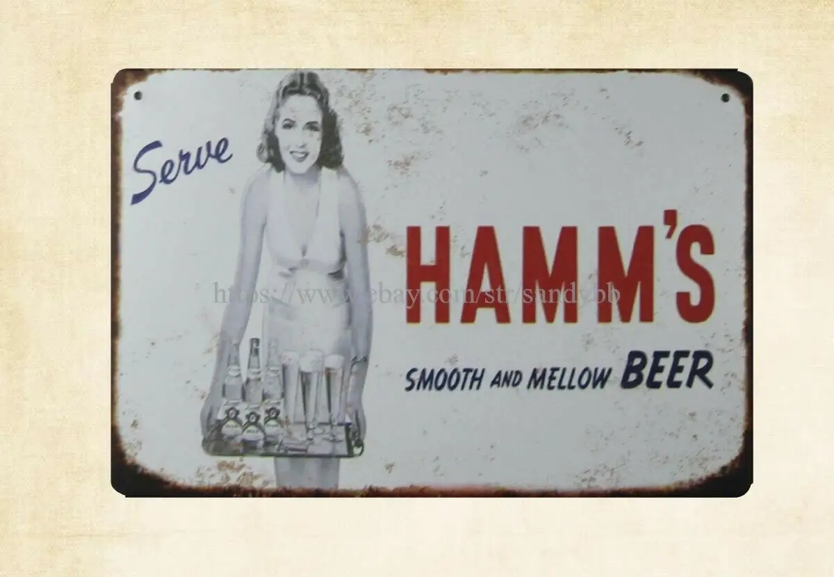 

Идеи для дизайна спальни, Гладкий Мягкий пивной металлический жестяной знак HAMM'S
