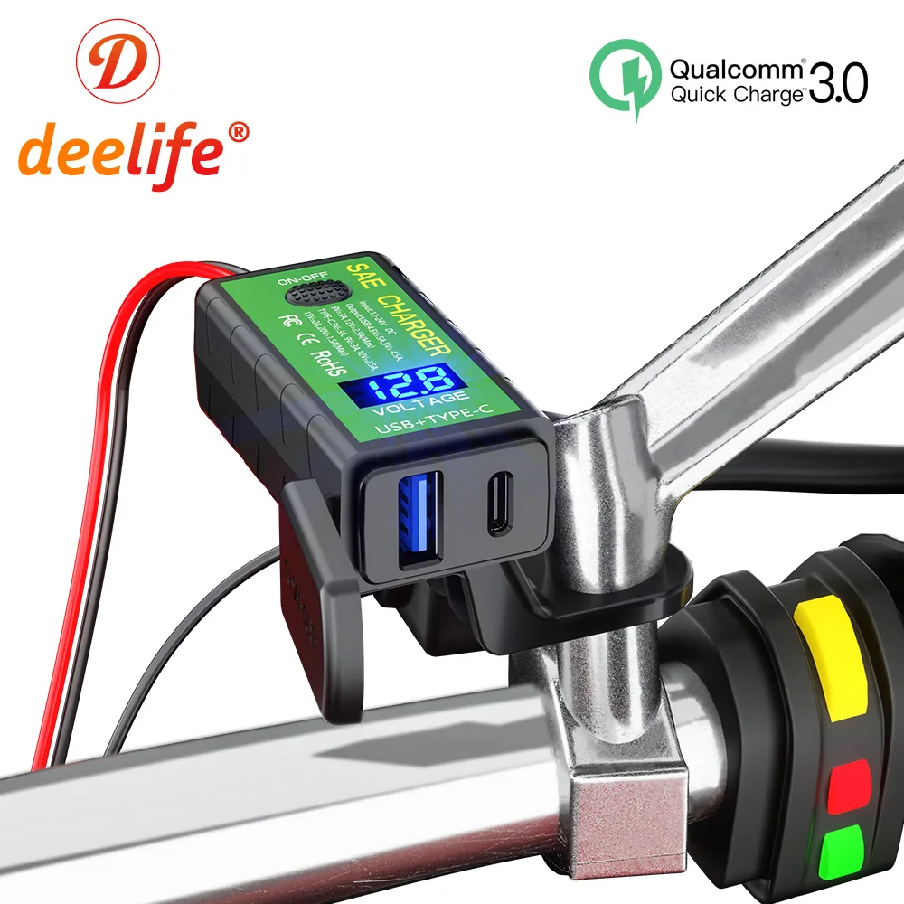 USB-разъем для зарядки мотоцикла Deelife 12 В разъем Sae водонепроницаемый адаптер