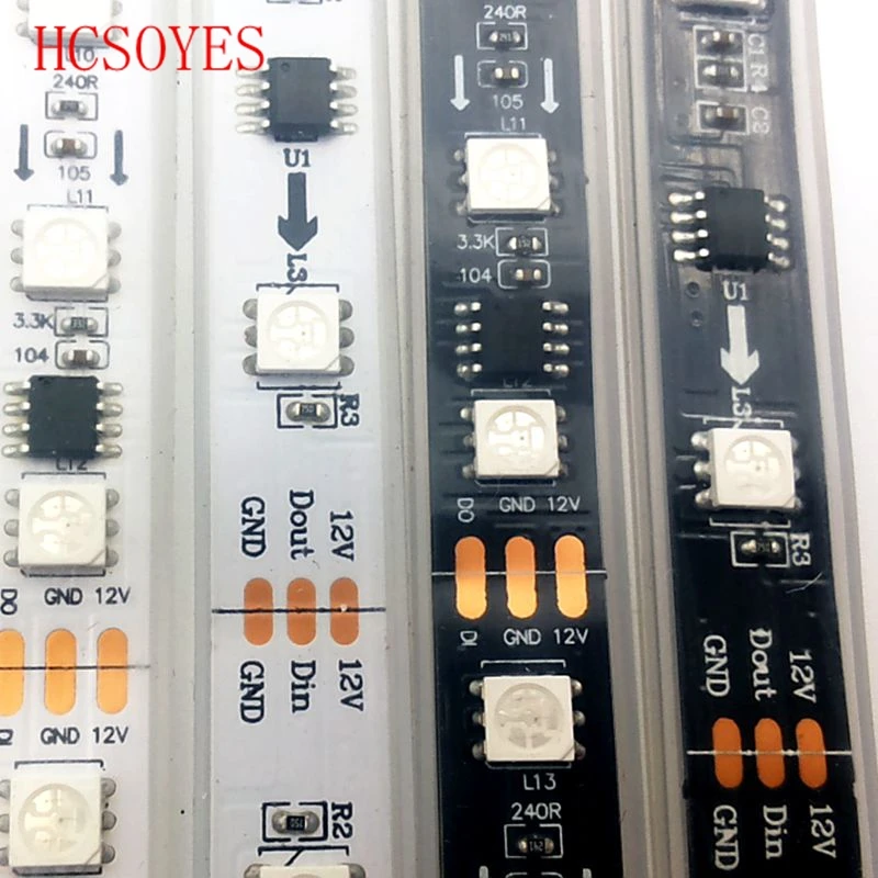 WS2811 1 м/5 м 30/60 светодиодов/м 5050 SMD RGB полоса адресуемые пиксели внешний ic УПРАВЛЕНИЕ