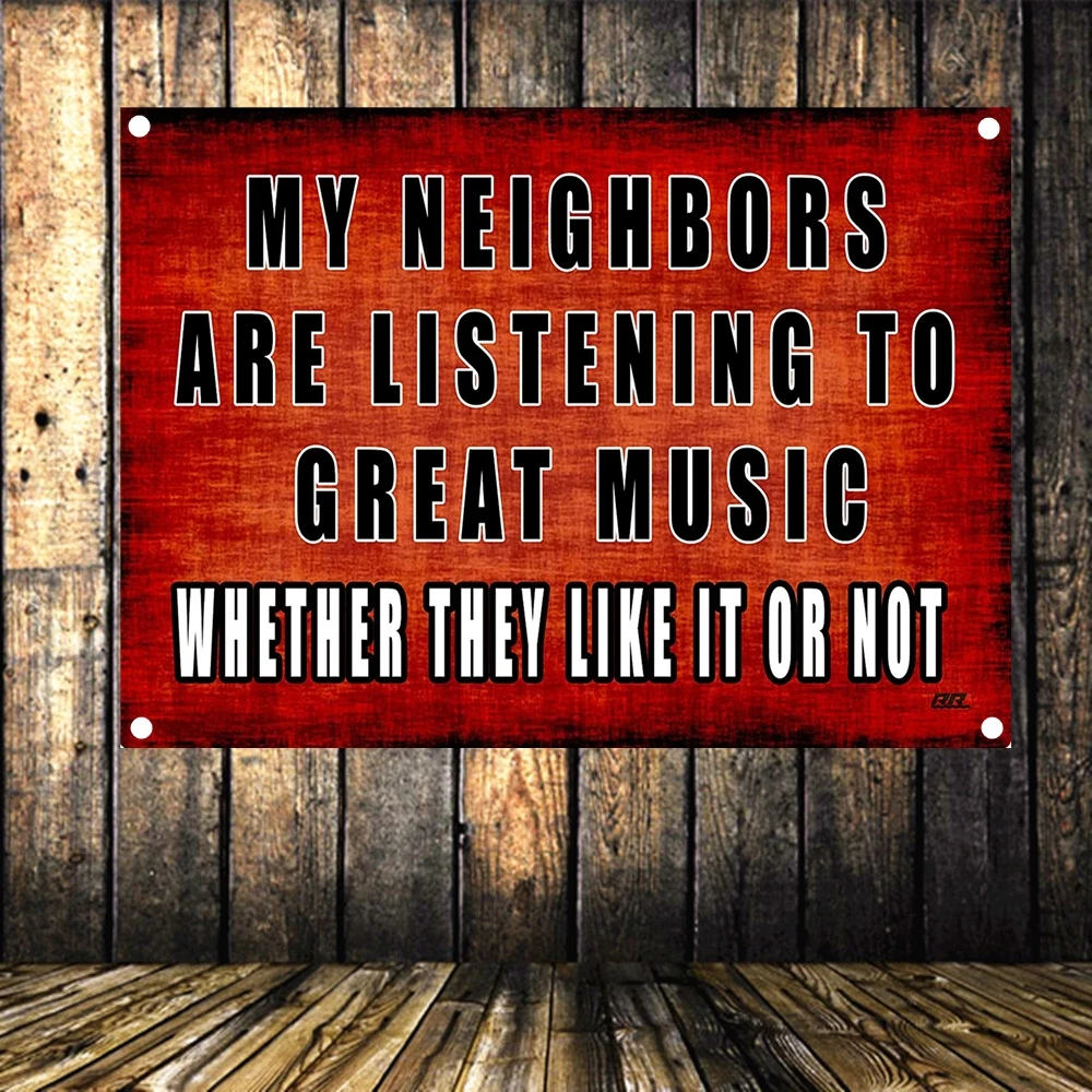 

MY NEIGHBORS ARE LISTENING TO GAEAT MUSIC Motivational Workout Posters Exercise Banners Wall Art Flags Tapestry Gym Wall Decor