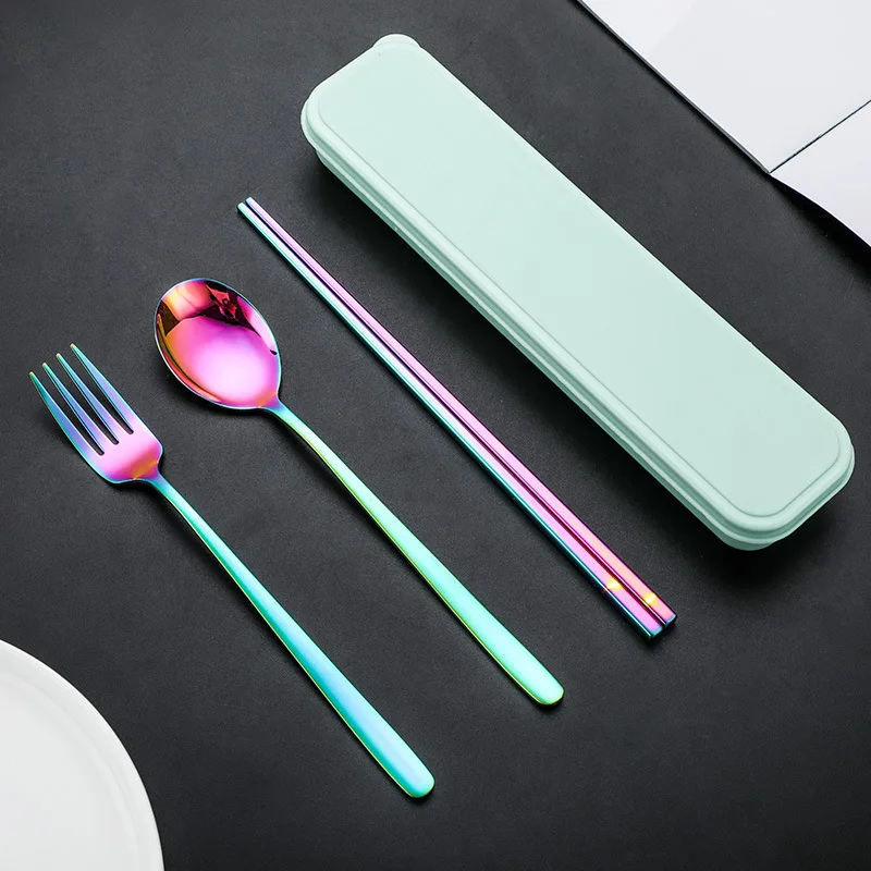

High Quality Portable Travel 304 Stainless Steel Cutlery Set With Case Picnic Container for Kids Adult Outdoor