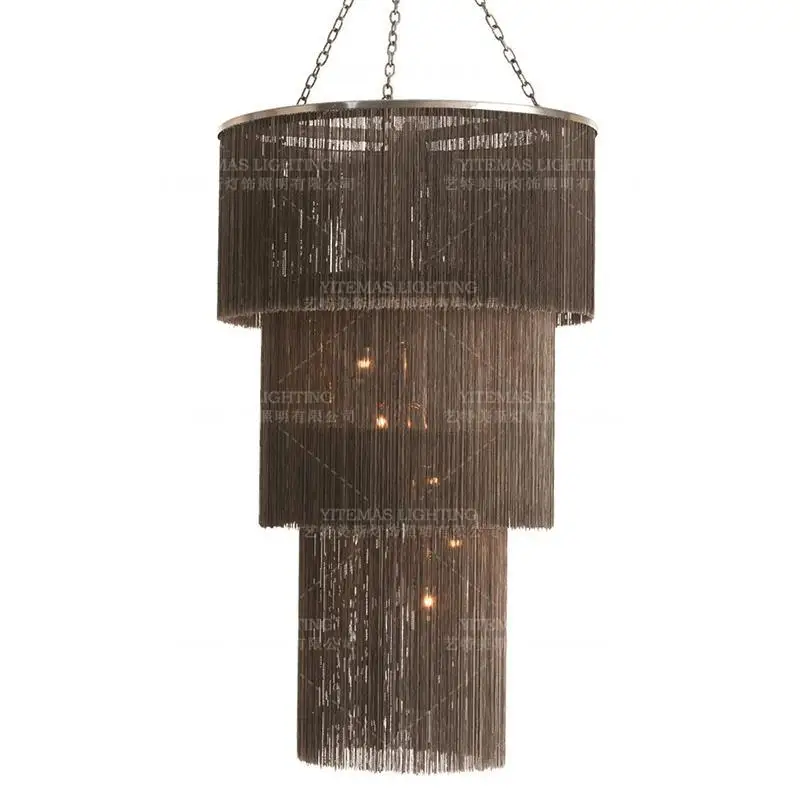 Большая люстра с бахромой винтажное освещение трехуровневая Подвесная лампа в