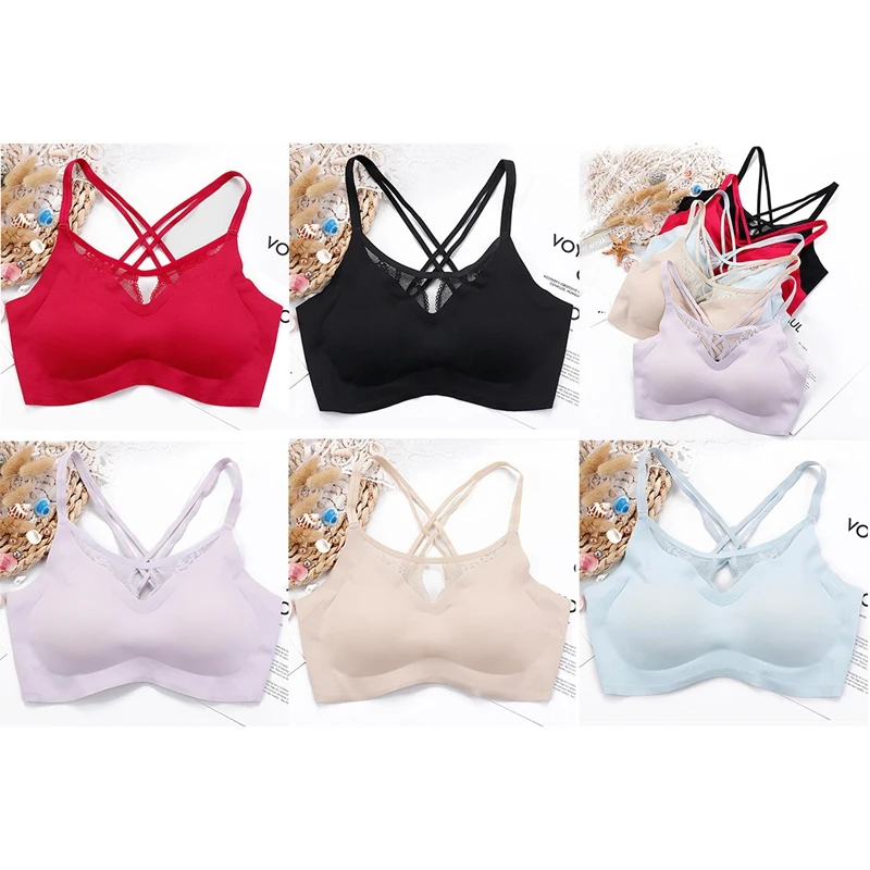 

Women's Fashion Sexy Lace Soft and Light Cross Beautiful Back Bra Underwear