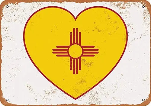 

Metal Sign - Vintage Look New Mexico Heart Flag 8 x 12 Inches