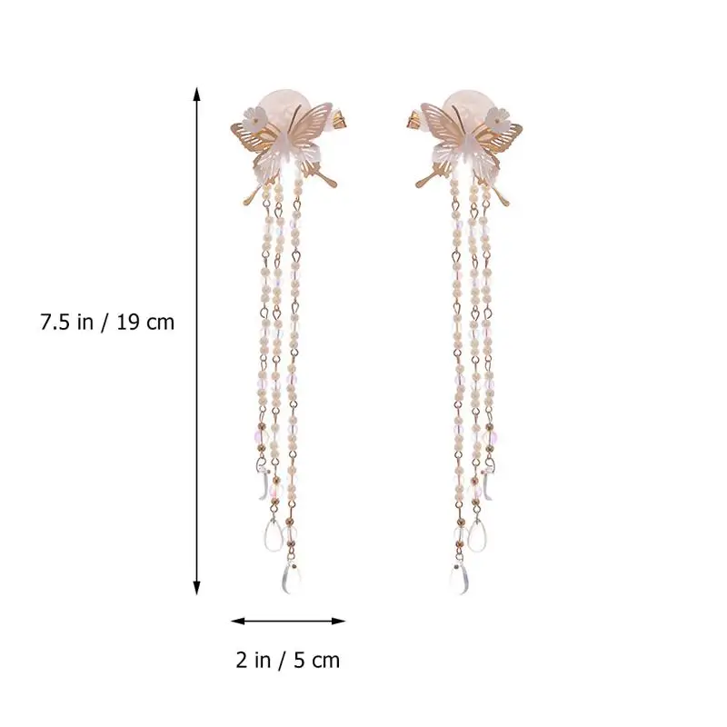 

1 Pair of Chinese Ancient Style Tassel Hairpin Girl Hair Clip Hanfu Headdress