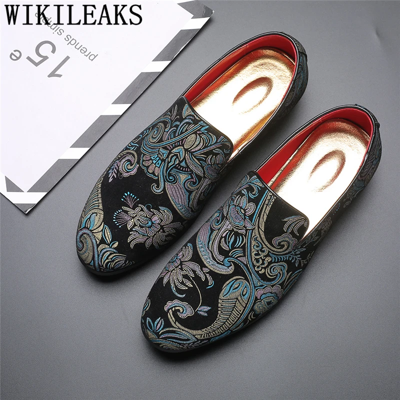 Туфли мужские классические с вышивкой лоферы элегантные итальянские