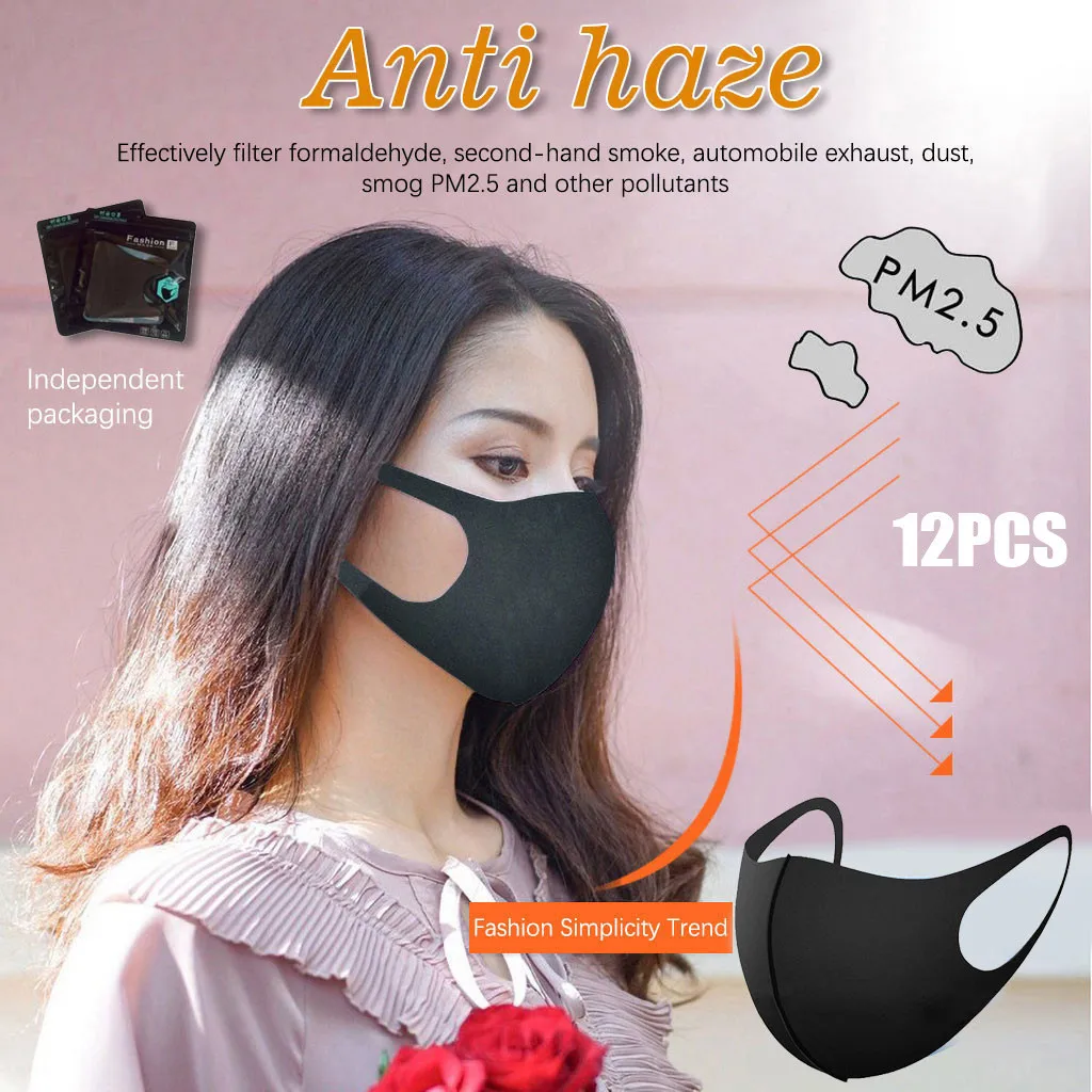 Маска многоразовая черная для взрослых модная бандана-шарф косплея на Хэллоуин