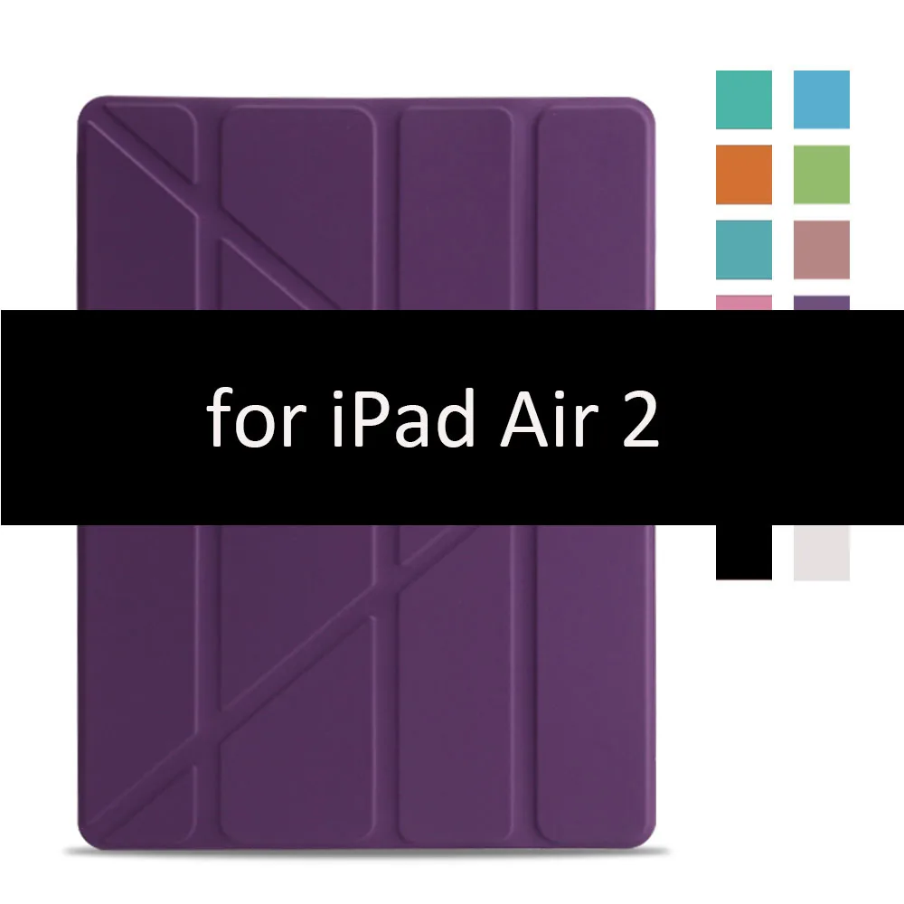 Purple-2 Чехол для iPad Air 2 1, чехол, из искусственной кожи и ультратонкая задняя крышка из поликарбоната, умный чехол, Магнитный чехол для iPad air 2, A1566, A1567, откидная подставка - Цвет: Purple-2