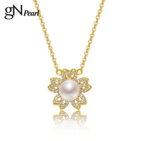 gn pearl genuien pearl pendant 6 7mm pearl necklaces 925 sterling gold natural freshwater flower shape party birthday gift