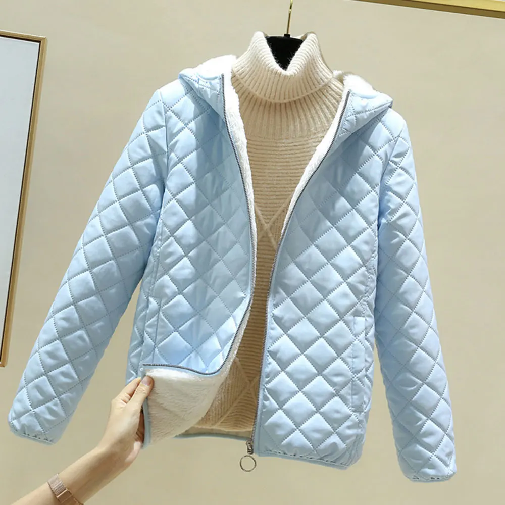 Куртка женская стеганая на флисовой подкладке элегантная парка в Корейском