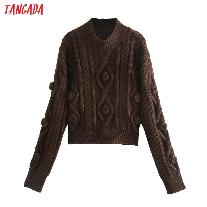 

Женский плотный вязаный свитер Tangada, плотный джемпер, женские пуловеры, шикарные топы 3N39