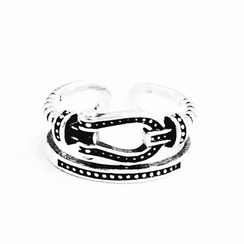 

DIEERLAN Personality 925 Sterling Silver Belt Rings For Women Wedding Jewelry Adjustable Antique Finger Ring Anillos