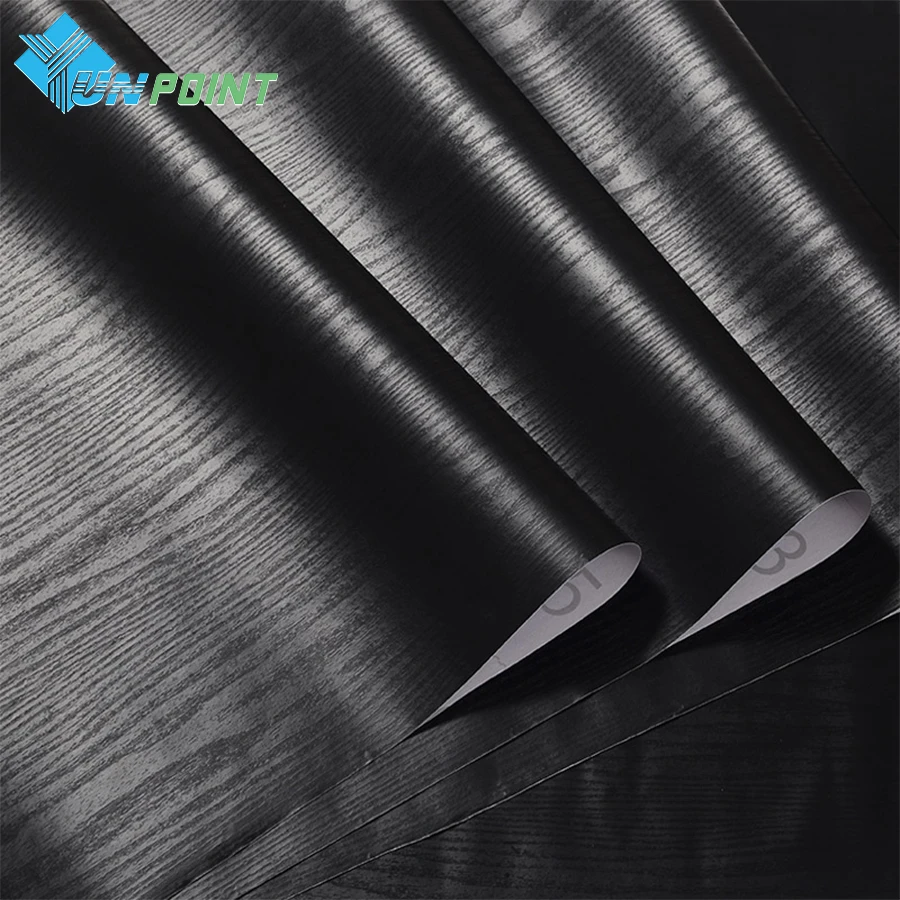 

PVC Black Wood Grain Wall Stickers Furniture Decorative Film Wardrobe Desktop Cabinet Door Waterproof Self Adhesive Wallpaper