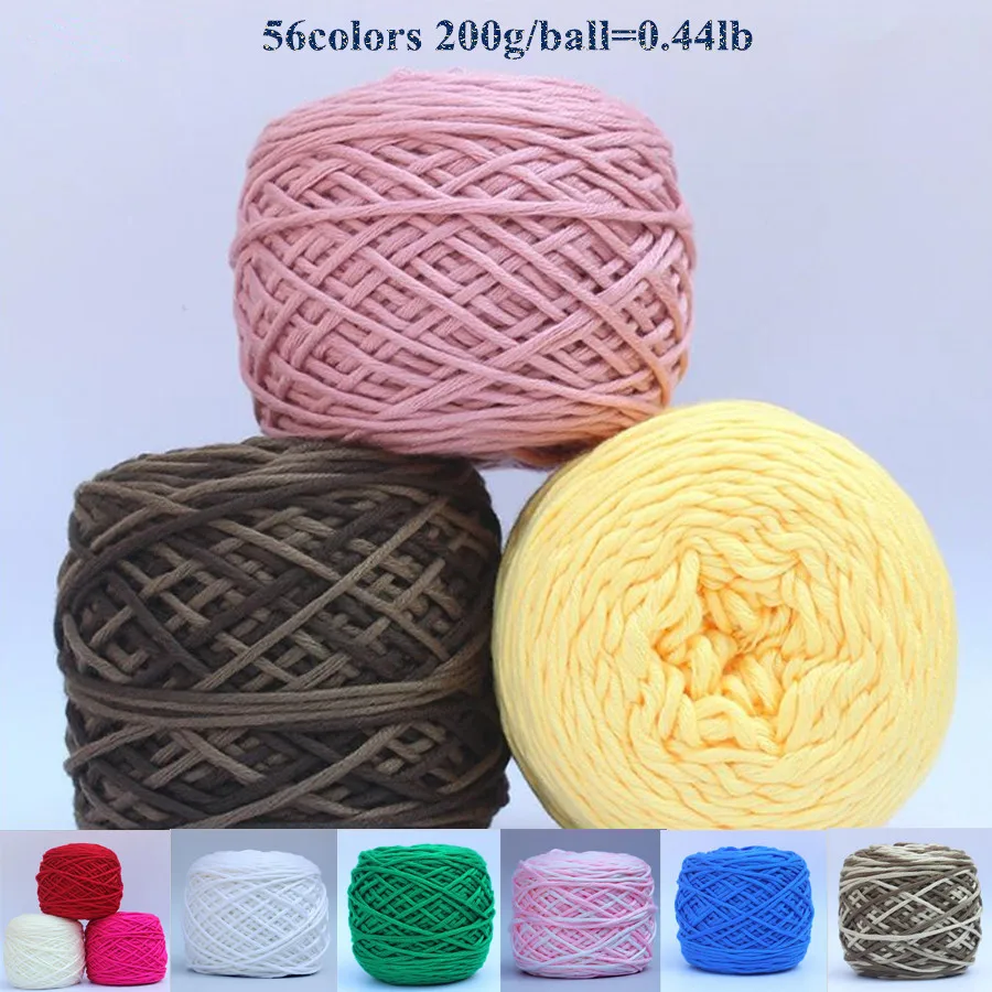Хлопковая пряжа для рукоделия, 56 цветов, 200 г/клубок, шарф, шапка, пальто, свитер, молочная хлопковая грубая шерстяная нить, 16 нитей 32S