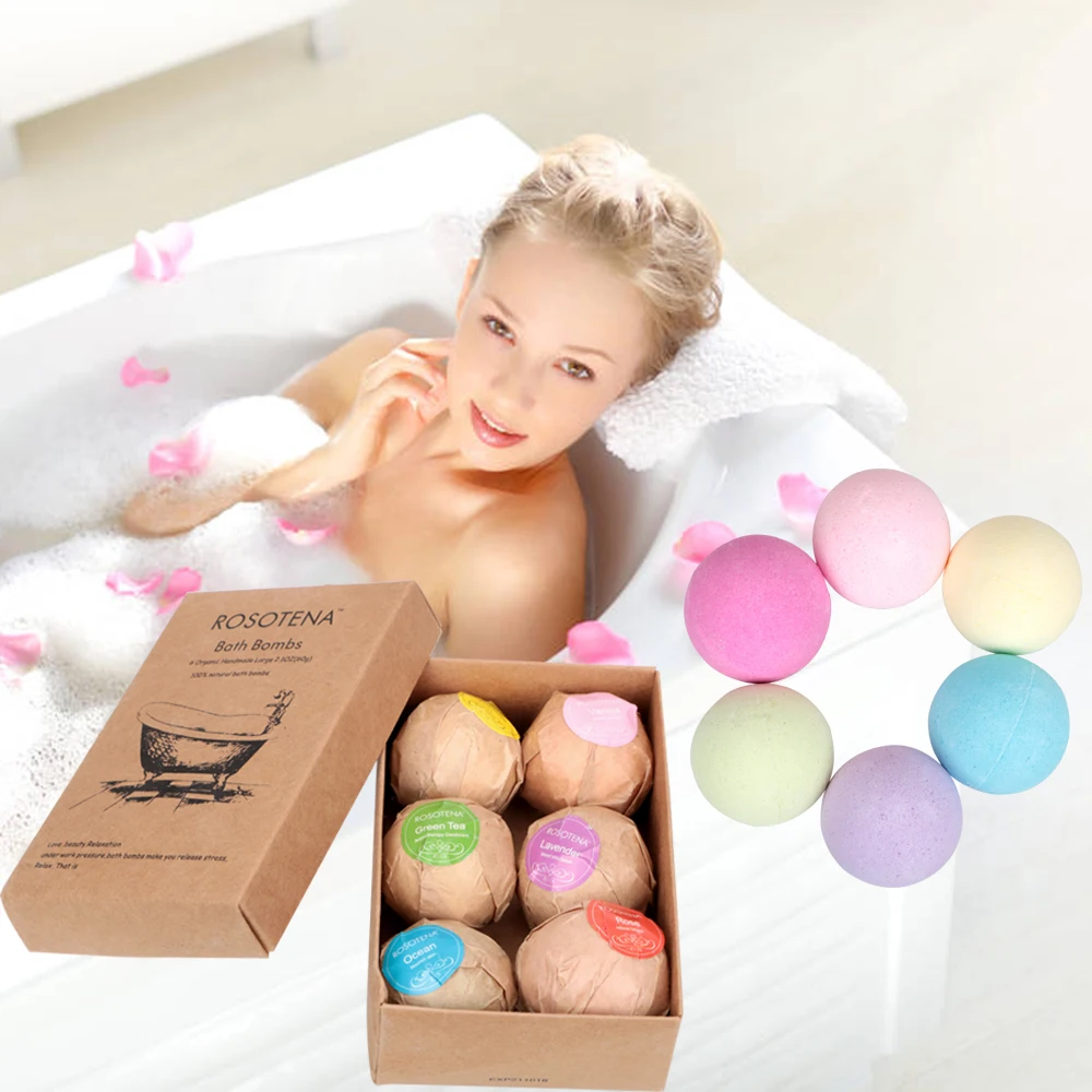 

Natural Bubble Bath Salt Ball Body Oil Moisturizing Bath Ball Relieve Fatigue Bath Salt Bombs 6 piece/Box
