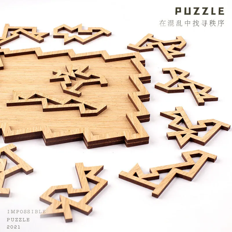 Unpatterned Super Brain Burning High Difficulty Ten Difficulty Children's Wooden Jigsaw Puzzle Adult Irregular Wooden Puzzle