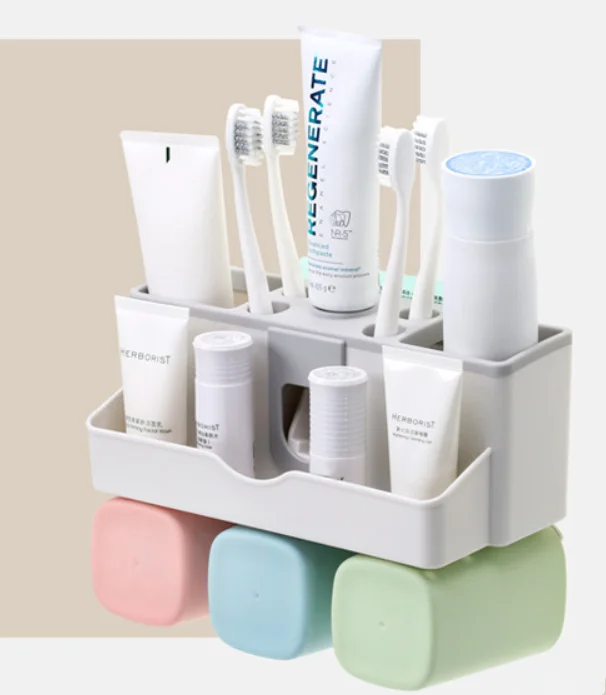 Домашний автоматический держатель для зубной пасты и щетки полка ванной комнаты