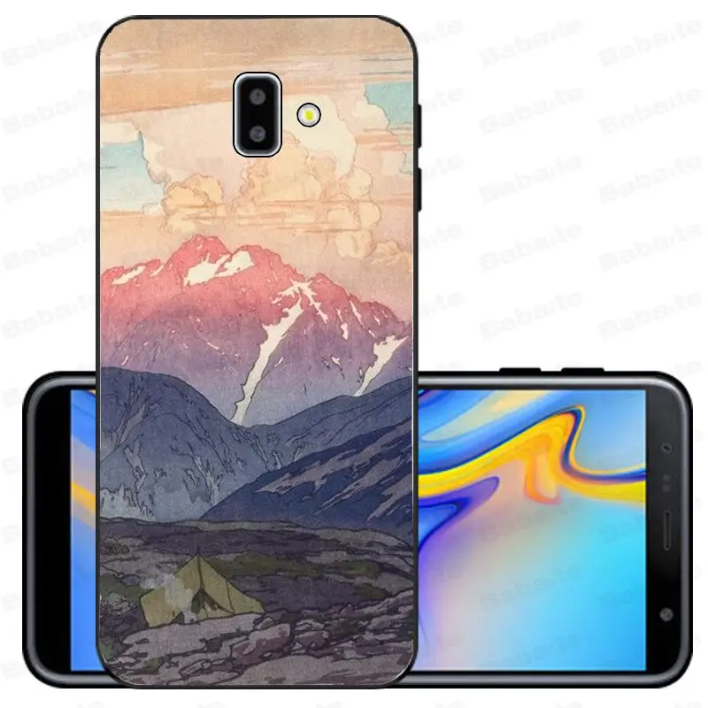 Japanese style Art Crane Fuji Mountain Pattern TPU Soft Phone Case For samsung Galaxy j6 plus A6 A8 A9 A10 A70 A50 Cellphones | Мобильные