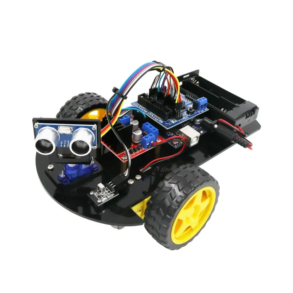 

LAFVIN Smart Robot Car 2WD Chassis Kit with R3 Board, Ultrasonic Module, Remote, Servo Motor for Arduino UNO DIY Kit
