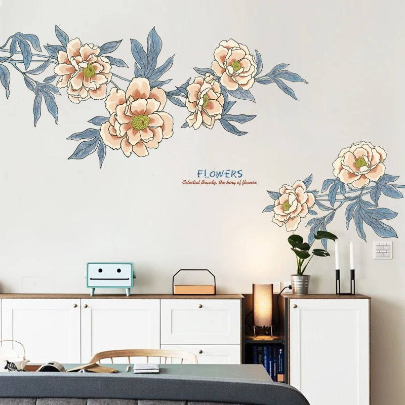 

Large Retro Ink Flower Wall Sticker Decoration for Girls Kids Room Living Room Bedroom Home Decor Wall Decal DIY Vinyl Wallpaper