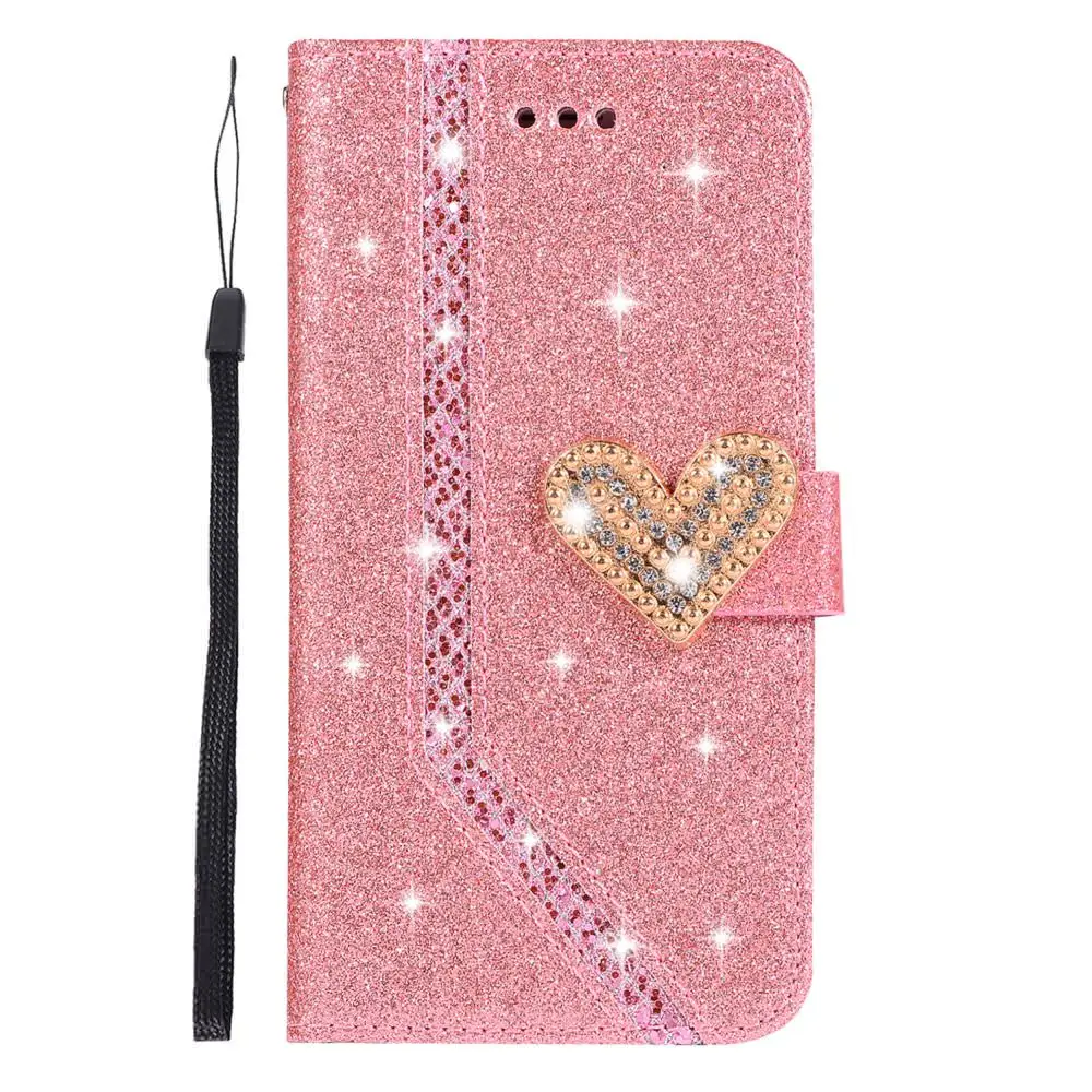 L FADNUT кожаный чехол бумажник с блестящими бриллиантами для iPhone 11 Pro Max X Xr Xs 7 8 6S 6 Plus 5