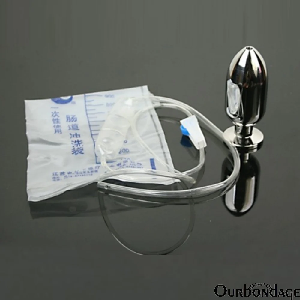 Ourbondage Нержавеющая сталь мыть Анальная пробка расширения резиновая труба Для