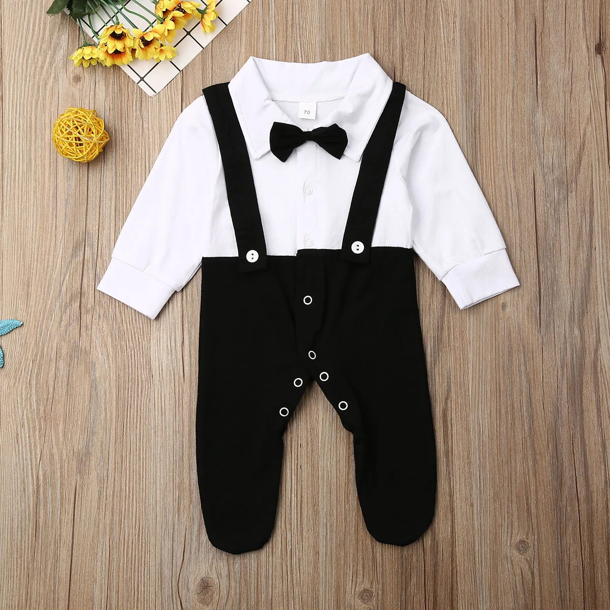 Xmas Infant Baby Boy Kid Footies Formal Long Sleeve Jumpsuit Strap Shirt Bib Pants Clothes |