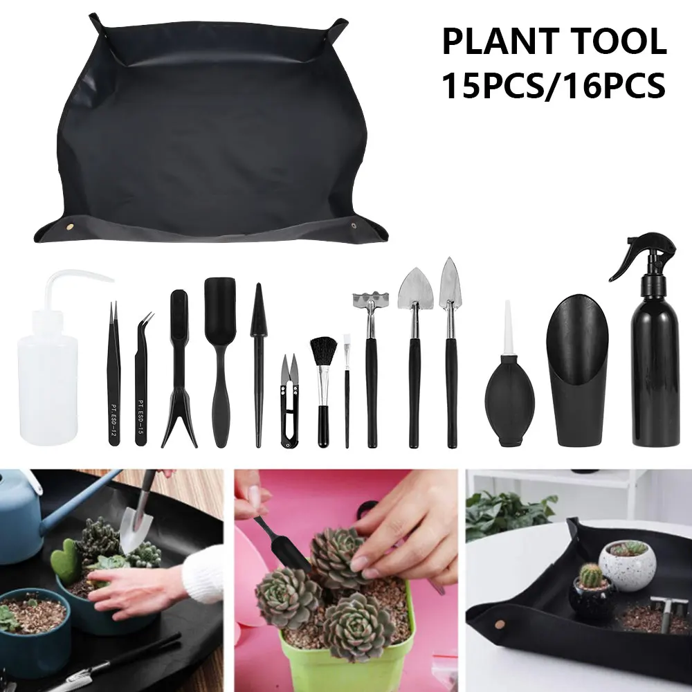 

15/16pcs Garden Planting Hand Tools Kit Transplanting Bonsai Miniature Succulent Plants Flower Gardening Tools Set Watering Can