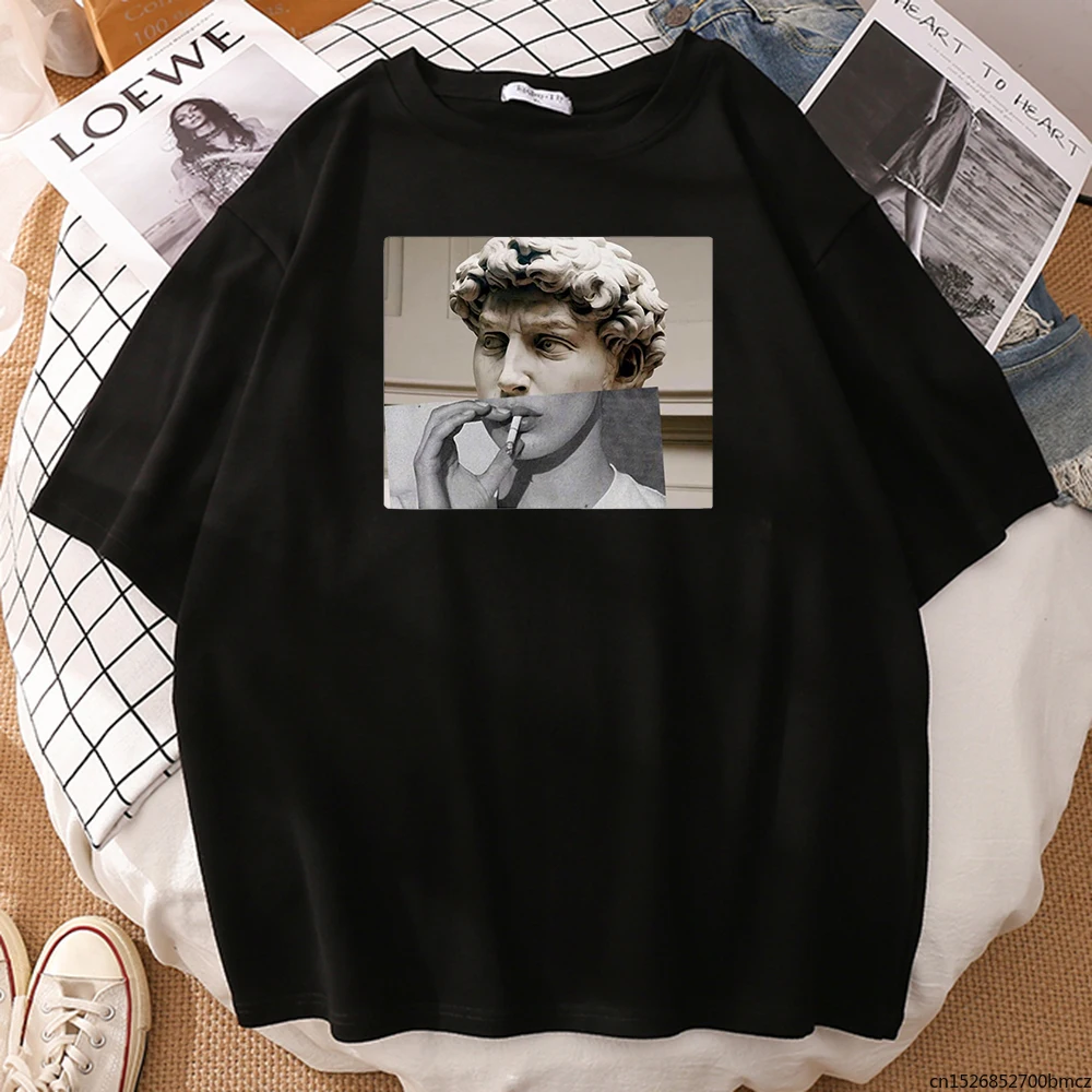 

Statue Of David Printing Womens T-shirt Sports Summer Travering Vogue Tees Shirts Fashion Oversized Women T-shirts