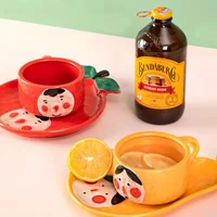 creative ins feng shui fruit cup plate ceramic coffee mug japanese lovely womens milk breakfast cup household tableware set