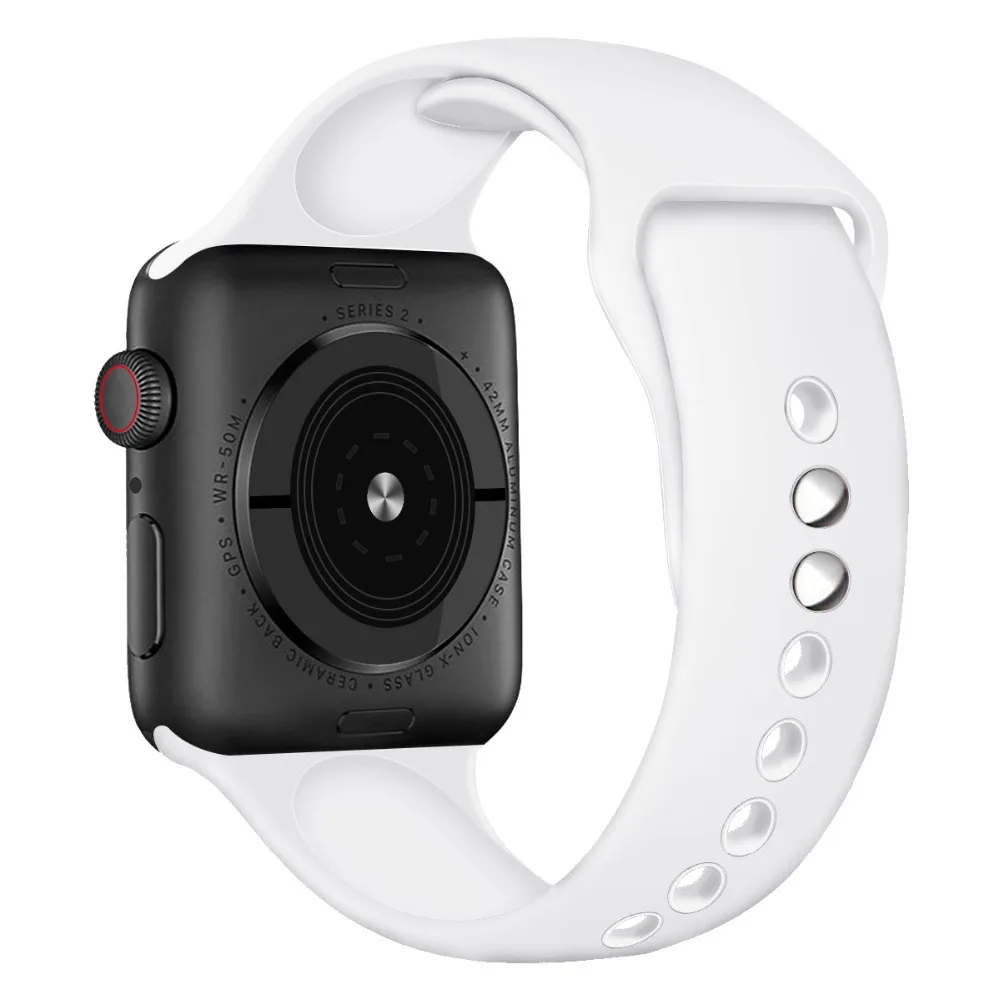 White Силиконовый ремешок для Apple watch band 5, 4, 44 мм, 40 мм, рождественский подарок, мягкий наручный ремень с цветочным принтом, ремешок для часов iWatch 3, 2, 38 мм, 42 мм - Цвет ремешка: White
